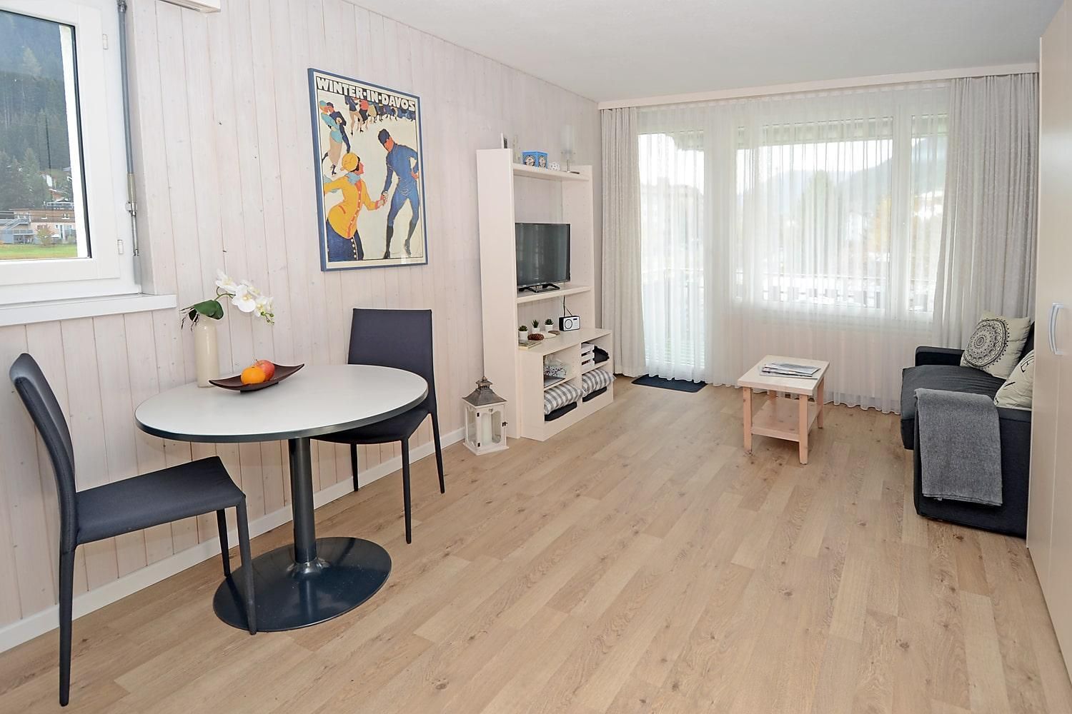 Ansicht Wohnzimmer - Ferienwohnung Studio 25 - Haus Green - Davos Platz
